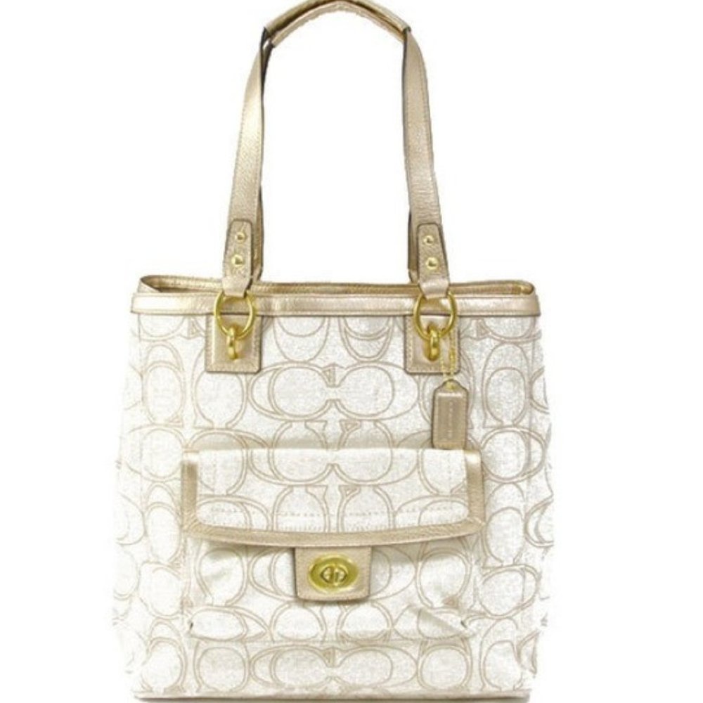 Coach Penelope Linen Tote Shoulder Bag in EUC